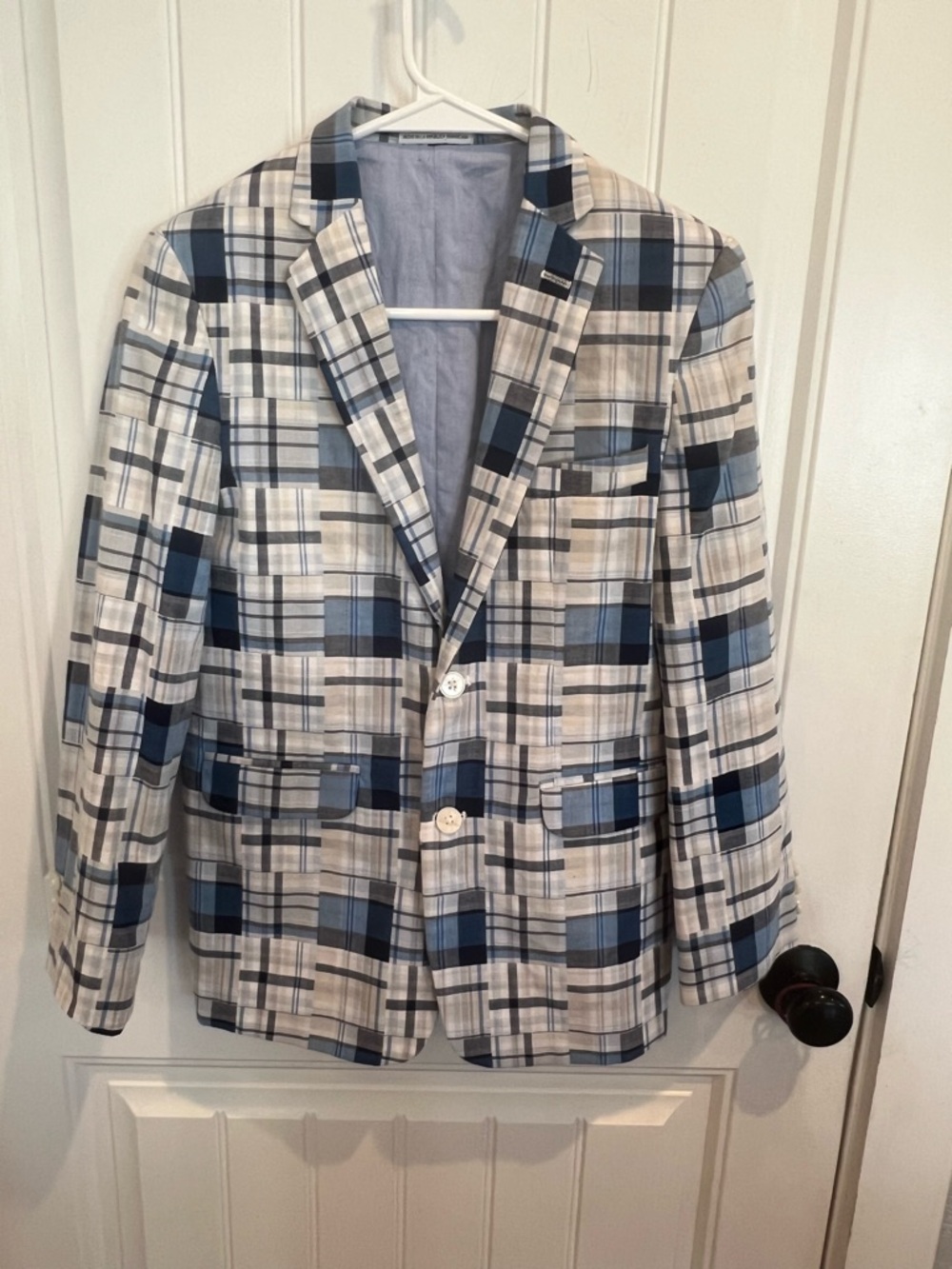 Boys Blue Plaid Blazer - Unbranded